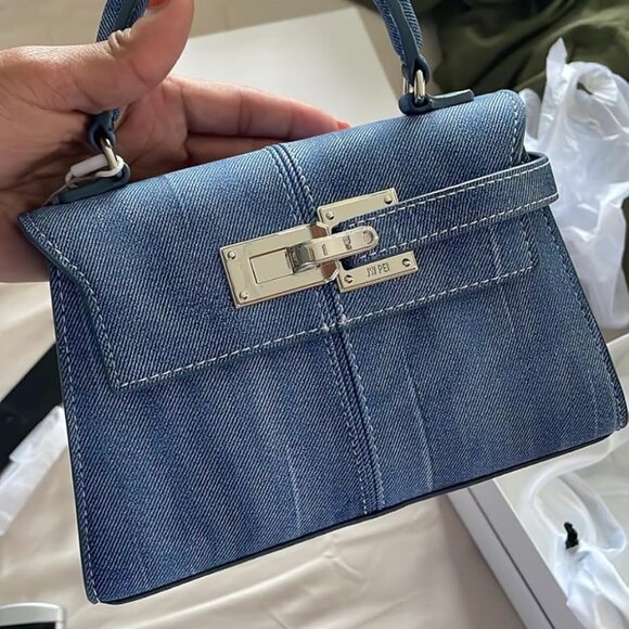 🆕Jw Pei Women Blue Vegan Leather Imported Elegant Sustainable Top Handle Bag - Picture 10 of 10